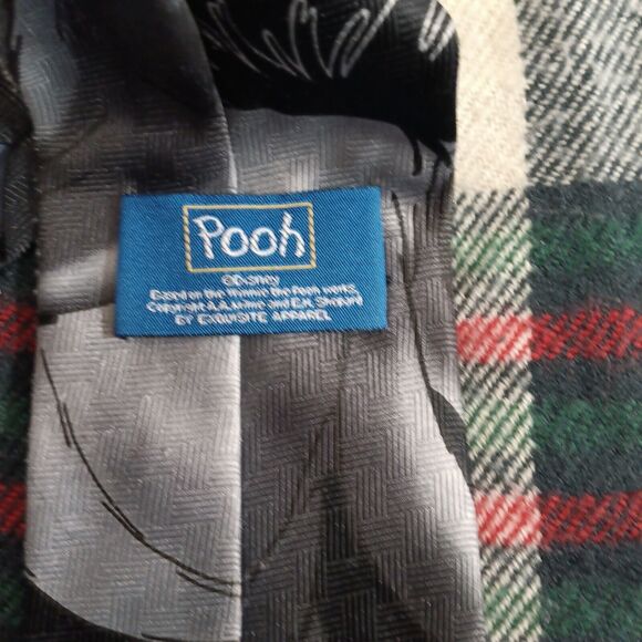 Winnie the Pooh Disney Neck Tie Eeyore and Tigger Too Novelty  Black Gray Silver - Picture 3 of 3